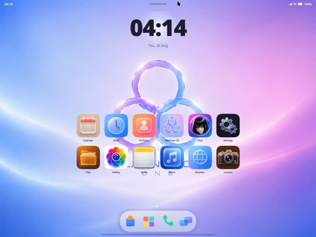 หน้าหลักและแอป Platinum OS